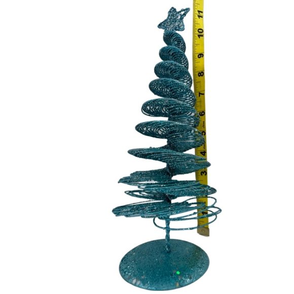 🌸6/$20🌸 Like new Whimsical Turquoise Glittered Table Christmas Tree - Picture 9 of 13